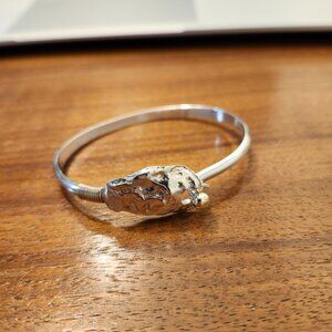 Oyster Silver Bracelet w/14KY Pearl & Wire Wrap